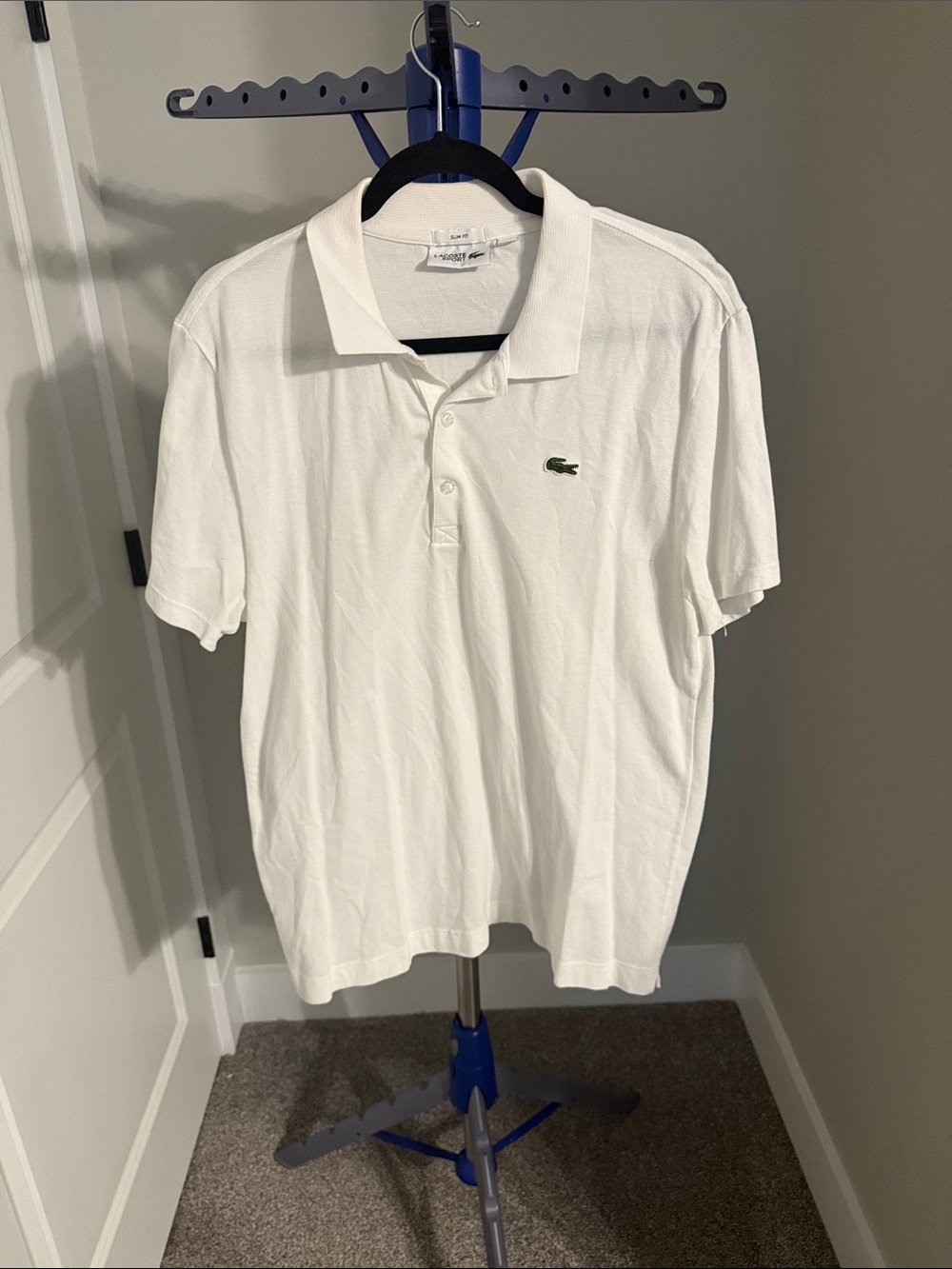 Lacoste Men’s White Polo with Green Crocodile Logo